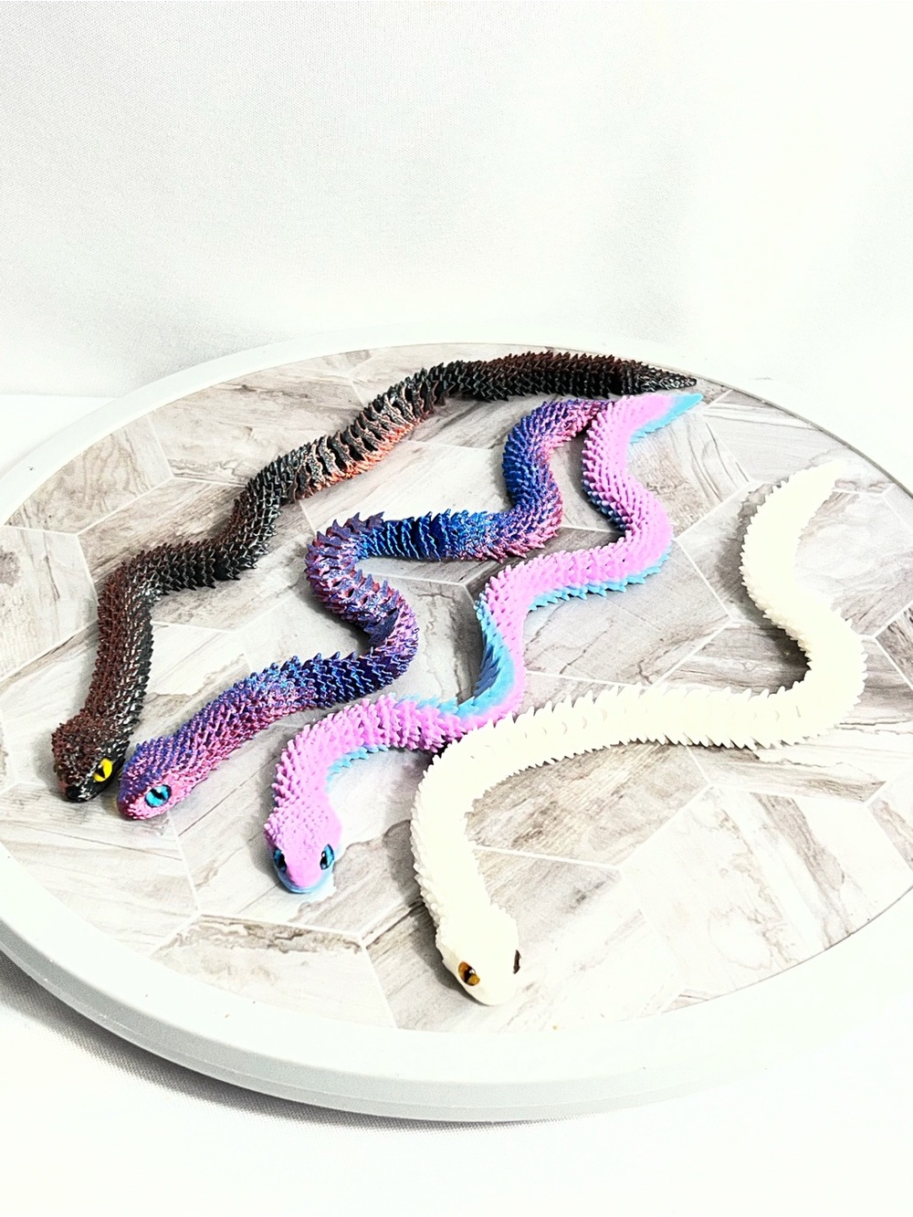 Set of 4 Flexible Articulated Sensory Snake Fidget Toys Colorful 11 Inch Lot